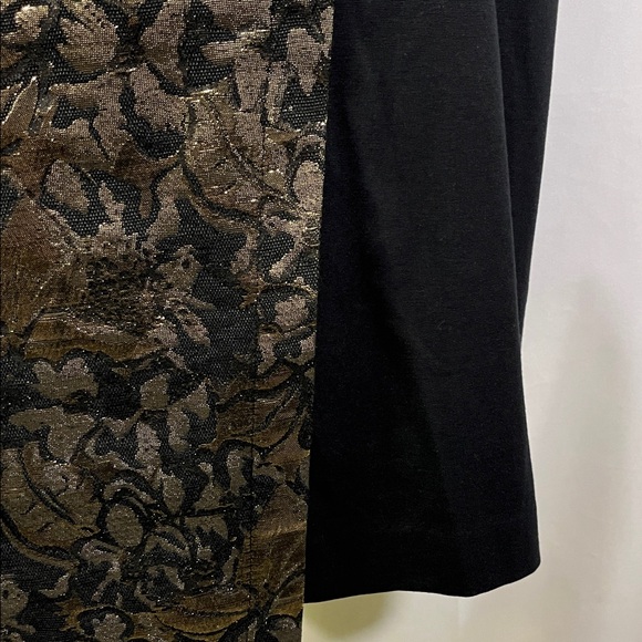 NWT Lane Bryant Black & Metallic Gold Jacquard Floral Ponte Knit Faux Wrap Skirt - Picture 9 of 14